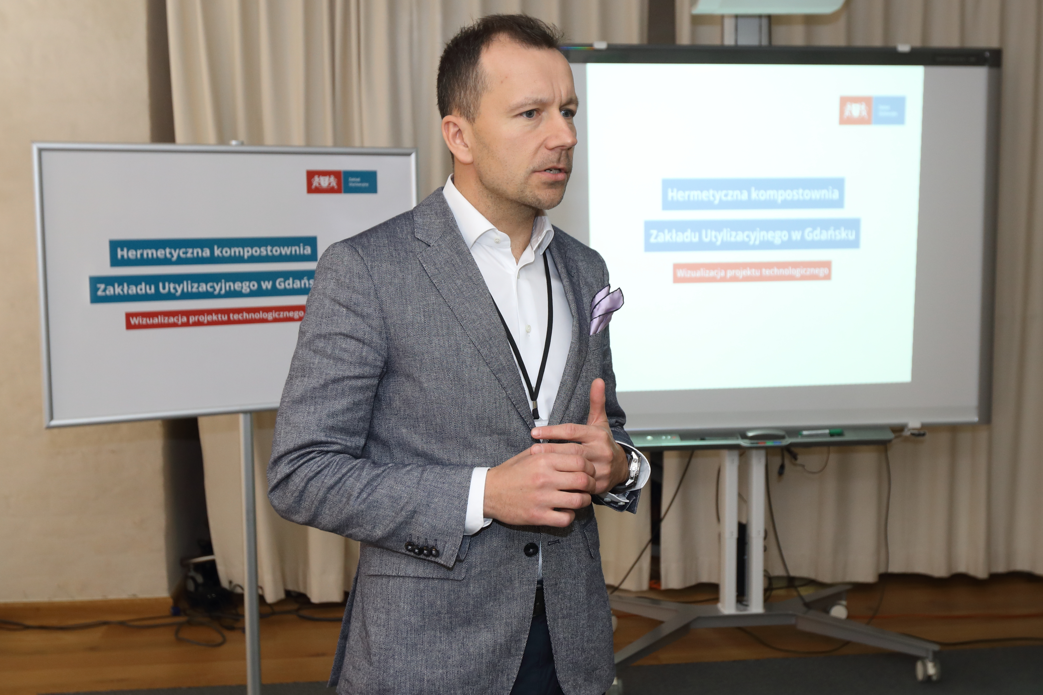 Gdańsk. Konferencja Nowa kompostownia w Gdańskim Zakładzie Utylizacyjnym. Nz. Michał Dzioba - Prezes Zarządu Zakładu Utylizacyjnego.